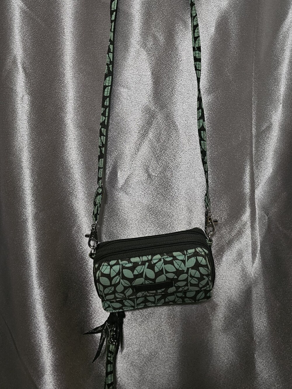 Vera Bradley Mint Leaf Pattern Mini Crossbody in Black